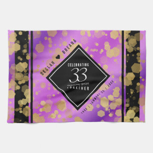 Elegant 33rd Amethyst Wedding Anniversary Kitchen Towel