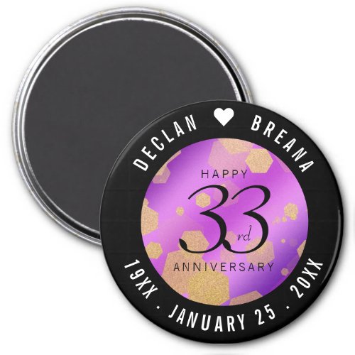 Elegant 33rd Amethyst Wedding Anniversary Magnet