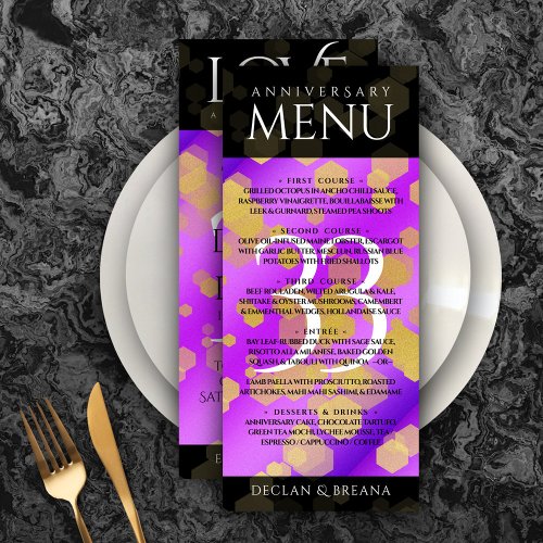 Elegant 33rd Amethyst Wedding Anniversary Menu