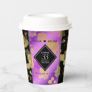Elegant 33rd Amethyst Wedding Anniversary Paper Cups