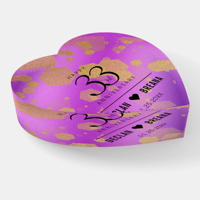 Elegant 33rd Amethyst Wedding Anniversary Paperweight (Angled)
