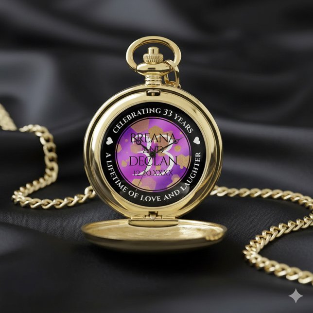 Elegant 33rd Amethyst Wedding Anniversary Pocket Watch (Elegant 33rd Amethyst Wedding Anniversary Pocket Watch Cover Photo)