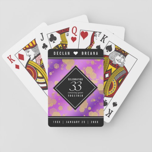 Elegant 33rd Amethyst Wedding Anniversary Poker Cards