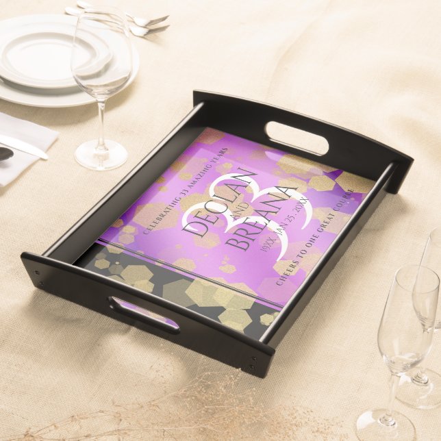 Elegant 33rd Amethyst Wedding Anniversary Serving Tray (Front)
