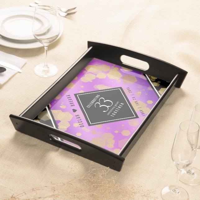 Elegant 33rd Amethyst Wedding Anniversary Serving Tray (Front)