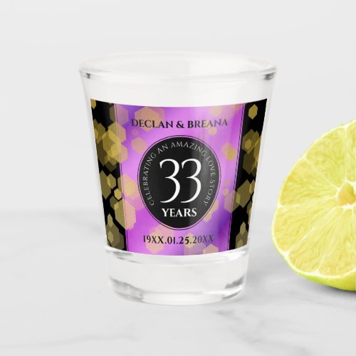 Elegant 33rd Amethyst Wedding Anniversary Shot Glass