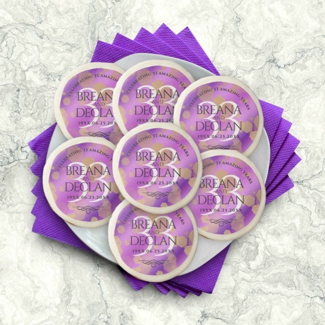 Elegant 33rd Amethyst Wedding Anniversary Sugar Cookie (Creator Uploaded)