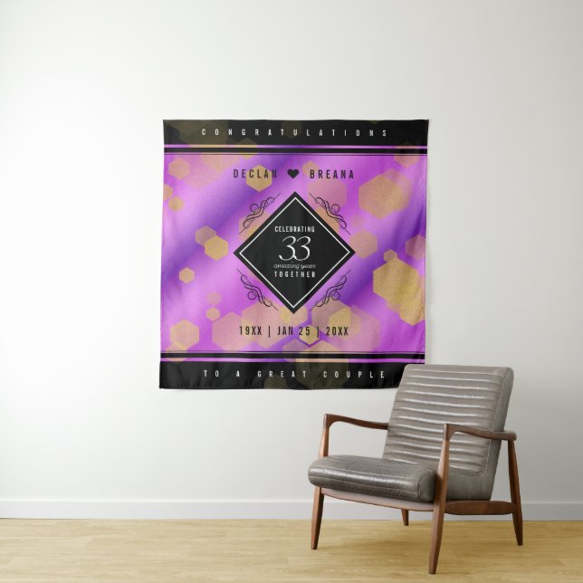 Elegant 33rd Amethyst Wedding Anniversary Tapestry (In Situ)