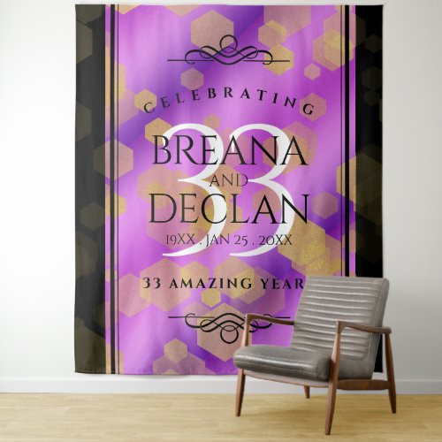 Elegant 33rd Amethyst Wedding Anniversary Tapestry