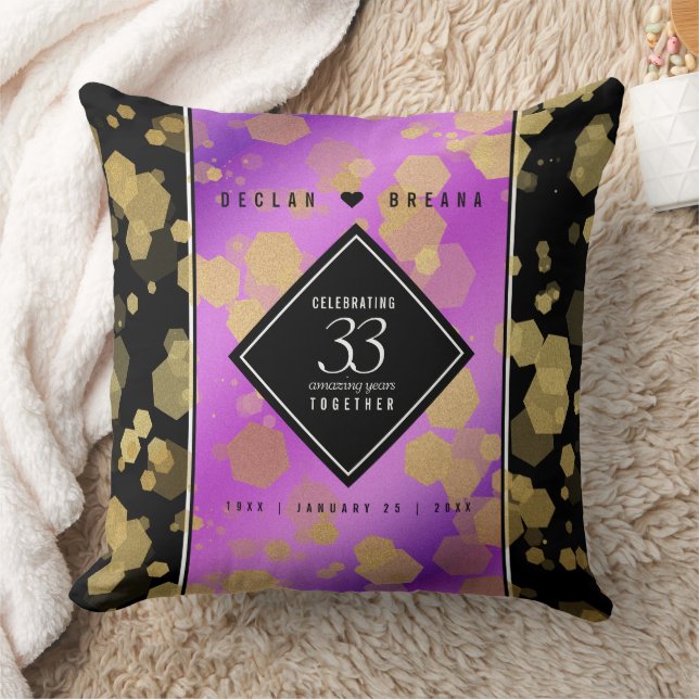 Elegant 33rd Amethyst Wedding Anniversary Throw Pillow (Blanket)