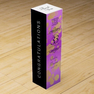 Elegant 33rd Amethyst Wedding Anniversary Wine Box