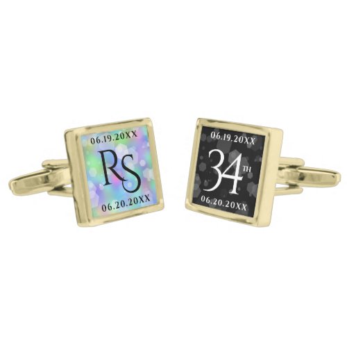 Elegant 34th Opal Wedding Anniversary Celebration Cufflinks