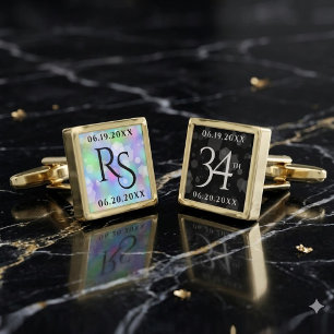 Elegant 34th Opal Wedding Anniversary Celebration Cufflinks