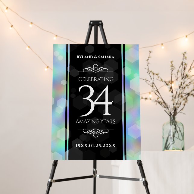 Elegant 34th Opal Wedding Anniversary Celebration Foam Board (In Situ (Stand))