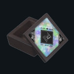 Elegant 34th Opal Wedding Anniversary Celebration Gift Box<br><div class="desc">Celebrate the 34th opal wedding anniversary with this stylish keepsake box! Elegant black and white lettering with hexagonal confetti on an iridescent opal background add a memorable touch for this special occasion and extraordinary milestone. Personalize with the couple's names and dates of marriage. Design © W.H. Sim. See more at...</div>