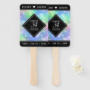 Elegant 34th Opal Wedding Anniversary Celebration Hand Fan