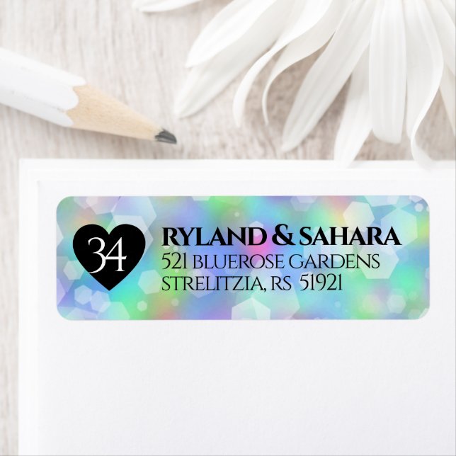 Elegant 34th Opal Wedding Anniversary Celebration Label (Insitu)