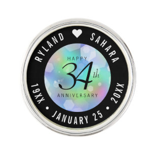 Elegant 34th Opal Wedding Anniversary Celebration Lapel Pin