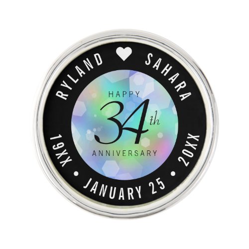 Elegant 34th Opal Wedding Anniversary Celebration Lapel Pin