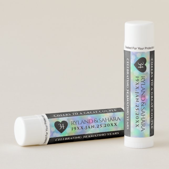 Elegant 34th Opal Wedding Anniversary Celebration Lip Balm (Front)