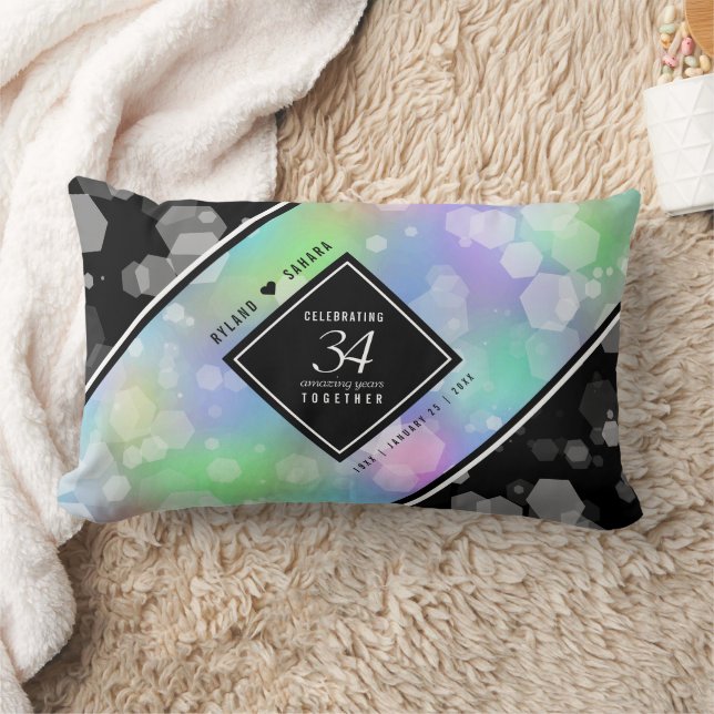 Elegant 34th Opal Wedding Anniversary Celebration Lumbar Pillow (Blanket)