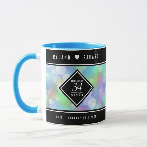 Elegant 34th Opal Wedding Anniversary Celebration Mug