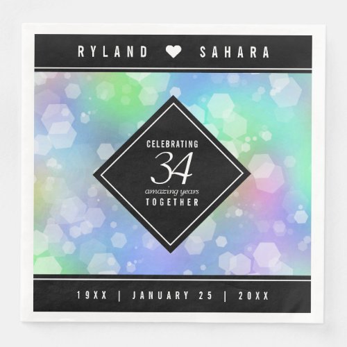 Elegant 34th Opal Wedding Anniversary Celebration Paper Dinner Napkins