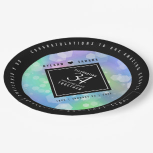 Elegant 34th Opal Wedding Anniversary Celebration Paper Plates