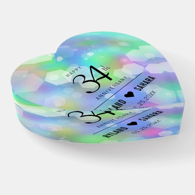 Elegant 34th Opal Wedding Anniversary Celebration Paperweight (Angled)
