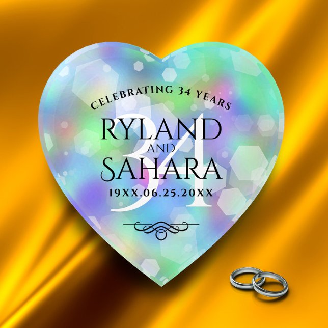 Elegant 34th Opal Wedding Anniversary Celebration Paperweight (Creator Uploaded)