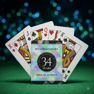 Elegant 34th Opal Wedding Anniversary Celebration Poker Cards