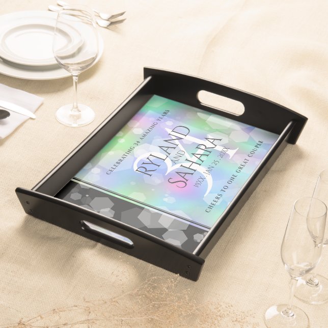 Elegant 34th Opal Wedding Anniversary Celebration Serving Tray (Front)