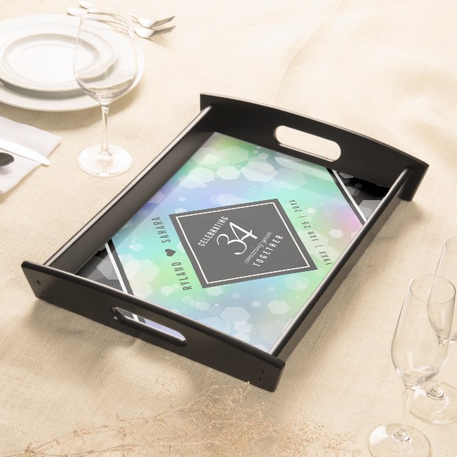 Elegant 34th Opal Wedding Anniversary Celebration Serving Tray (Front)