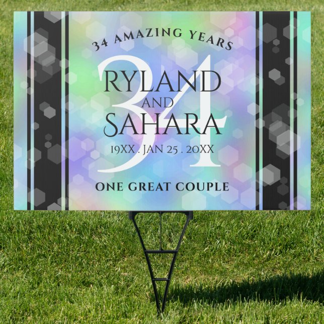 Elegant 34th Opal Wedding Anniversary Celebration Sign (Insitu)