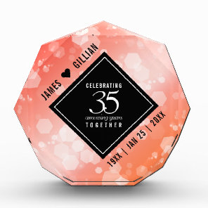 Elegant 35th Coral Wedding Anniversary Celebration Acrylic Award