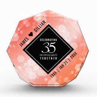 Elegant 35th Coral Wedding Anniversary Celebration Acrylic Award