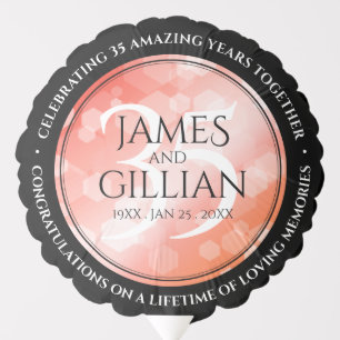 Elegant 35th Coral Wedding Anniversary Celebration Balloon