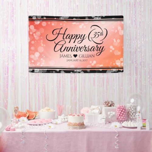 Elegant 35th Coral Wedding Anniversary Celebration Banner