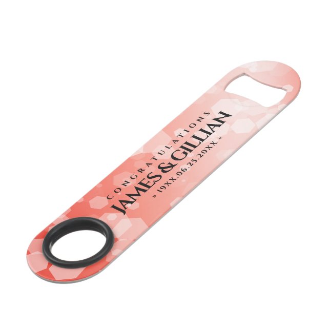 Elegant 35th Coral Wedding Anniversary Celebration Bar Key (Front Angled)