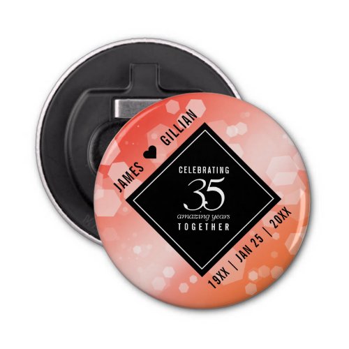 Elegant 35th Coral Wedding Anniversary Celebration Bottle Opener