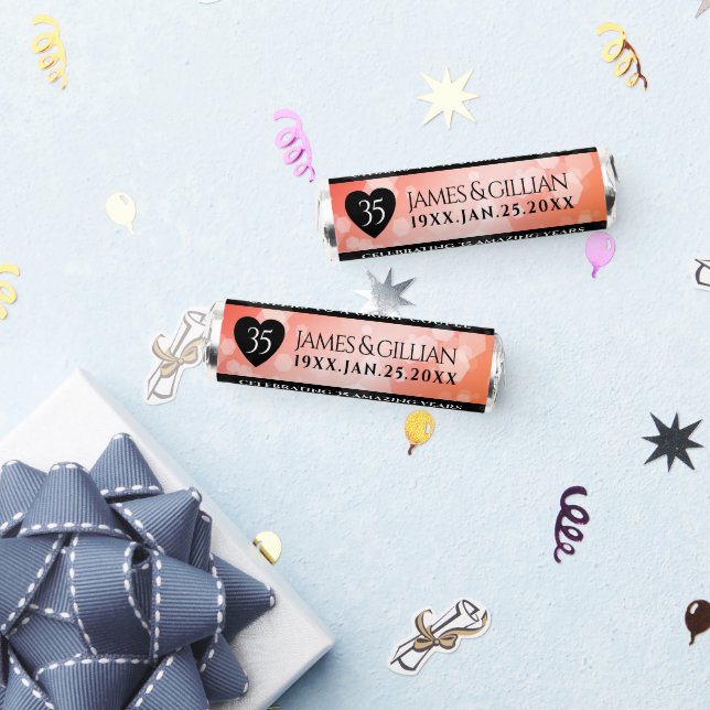 Elegant 35th Coral Wedding Anniversary Celebration Breath Savers® Mints (Party)