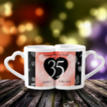 Elegant 35th Coral Wedding Anniversary Celebration Coffee Mug Set<br><div class="desc">Nothing says "you complete me" or "your better/other half" than these 35th coral wedding anniversary lovers' mugs. Elegant lettering with hexagonal confetti on a coral pink background add a memorable touch for this special occasion and extraordinary milestone. Customize with couple's names, and years of marriage or a congratulatory message. Reverse...</div>