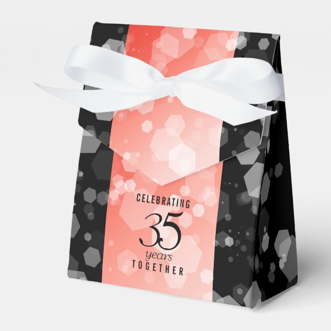 Elegant 35th Coral Wedding Anniversary Celebration Favor Boxes (Front Side)