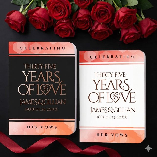 Elegant 35th Coral Wedding Anniversary Celebration Foil Vow Books (Elegant 35th Coral Wedding Anniversary Foil Vow Book Set Cover Photo)