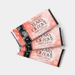 Elegant 35th Coral Wedding Anniversary Celebration Hershey Bar Favors