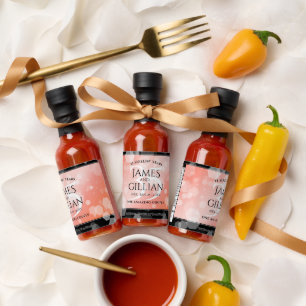 Elegant 35th Coral Wedding Anniversary Celebration Hot Sauces