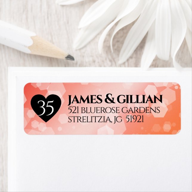 Elegant 35th Coral Wedding Anniversary Celebration Label (Insitu)
