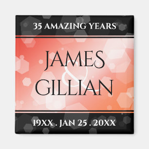 Elegant 35th Coral Wedding Anniversary Celebration Magnet