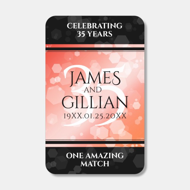 Elegant 35th Coral Wedding Anniversary Celebration Matchboxes (Front)