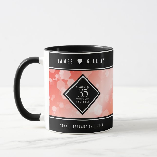 Elegant 35th Coral Wedding Anniversary Celebration Mug (Left)